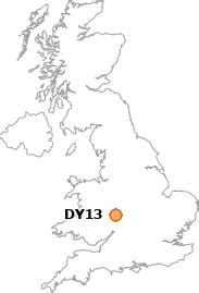 Map of DY13 8BE postcode 